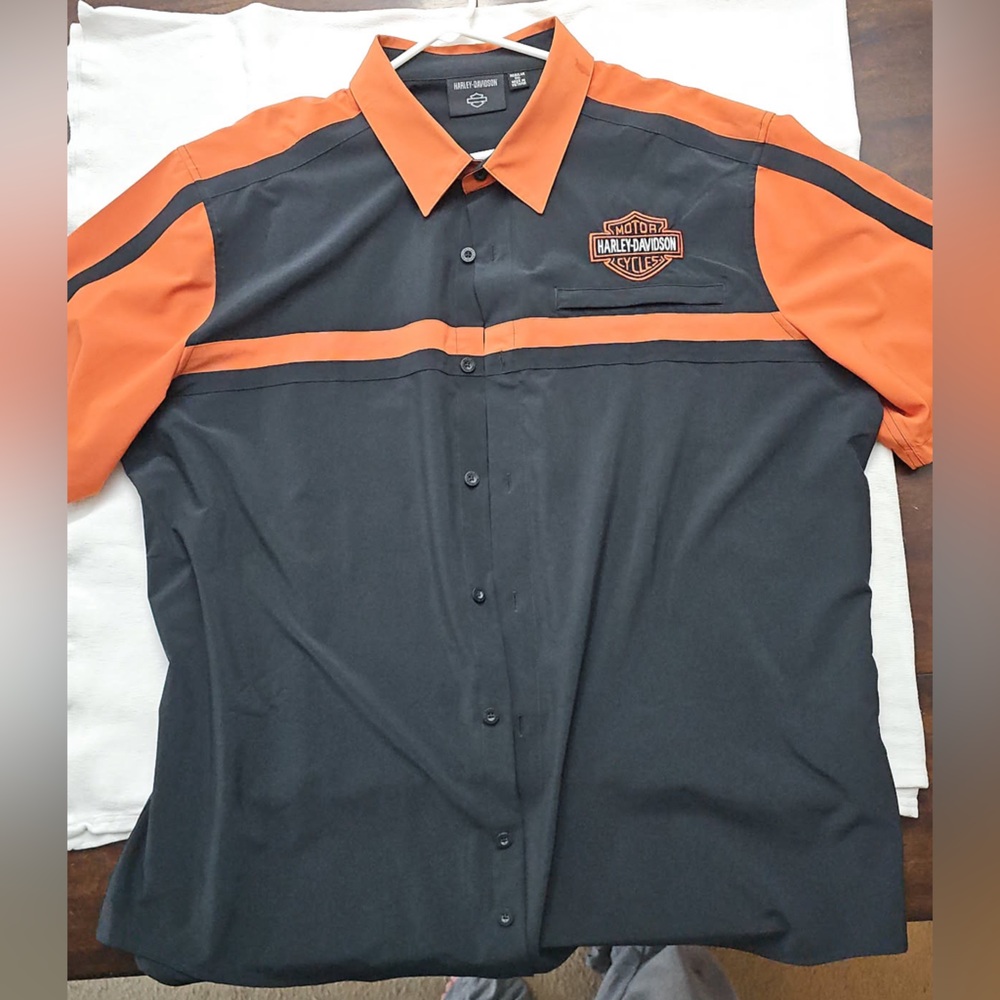 Harley-Davidson Black and Orange Men's Shirt